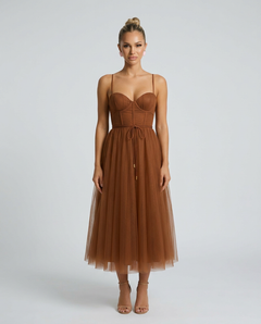 Camille | Corset Midi Gown in Chiffon