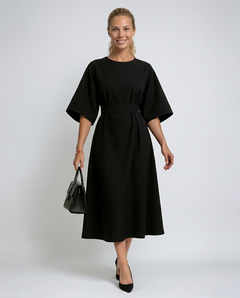 Iris | Crew Neck Midi Work Dress