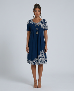 Hazel | Floral A-Line Midi with Round Neck