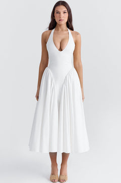 Marilyn | Halter Midi Sundress with Open Back