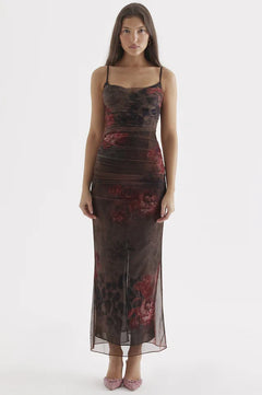Alisha | Printed Midi Dress with Slim Straps