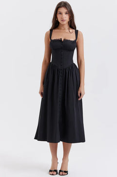 Mayra | Midi Sundress with Button Front and Gathered Skirt