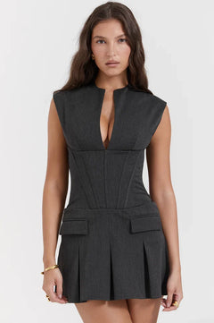 Nola | Mini Dress with Pleated Skirt and Structured Waist