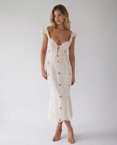 Izabelle | Midi Dress with Sweetheart Neckline and Cap Sleeves