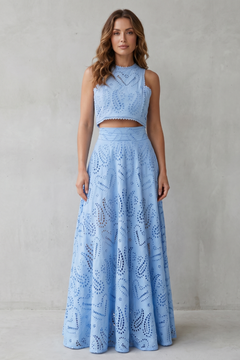 Parivelle | Embroidered Lace Sleeveless Midi Skirt Set
