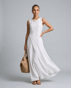 Noor | Asymmetric Layered Round Neck Maxi Dress