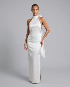 Amara | Open Back Bow-Tie Maxi Dress