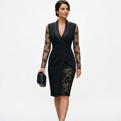 Rosa | Black Lace Cocktail Midi Dress