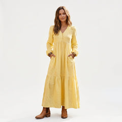 Thea | Retro Long Sleeve Maxi Dress