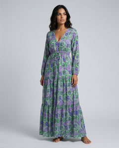 Nina | Long Sleeve V-Neck Bohemian Maxi Dress