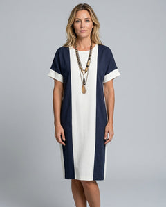 Aubrey | Vertical Stripe Side Split Midi Dress