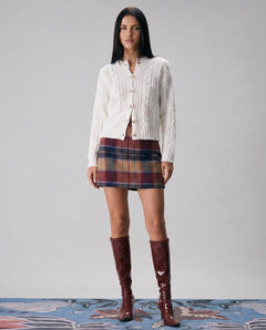 Lila | Plaid Zipper-Fly Tweed Mini Skirt