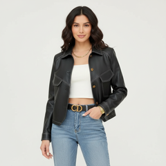 Lenara | Structured Vegan Leather Blazer