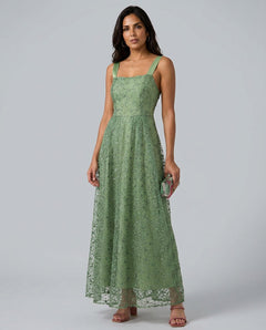 Fenna | Embroidery Mesh Slip Maxi Dress