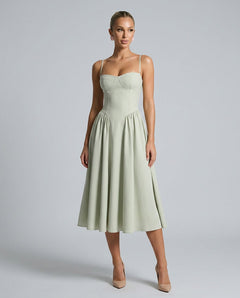 Cleo | Square Neck Pocket Slip Midi Dress
