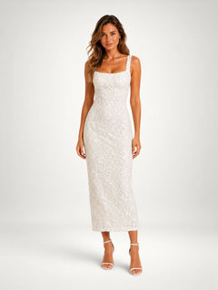 Sadie | Floral Embroidered Midi Dress