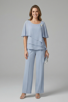 Ottilie | Layered Top & Straight-Leg Trousers Set