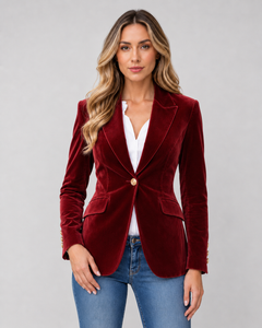 Lila | Tailored Single Button Velvet Blazer