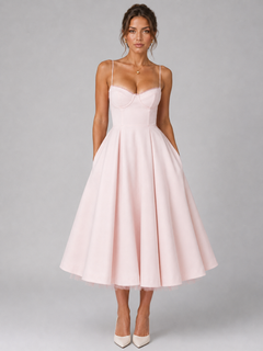 Micaela | Corset Full Skirt Midi Dress