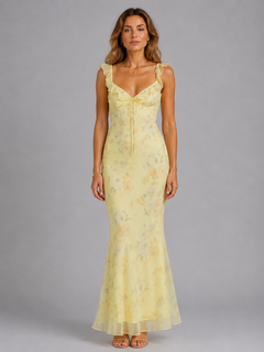 Edith | Ruffle Strap Floral Maxi Dress