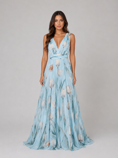 Juliette | Floral V-Neck Cinched Waist Maxi Dress