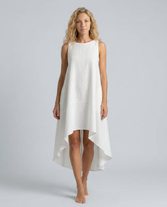 Lena | Sleeveless Linen-Blend Midi with Asymmetric Hem
