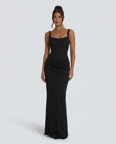 Justina | Basque Waist Fitted Maxi Dress