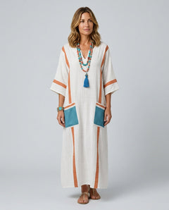 Alba | V-Neck Half Sleeve Pocket Maxi Dress
