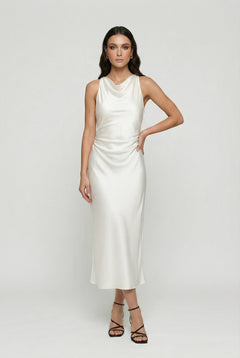 Sienna | Bias-Cut Cowl Neck Satin Midi