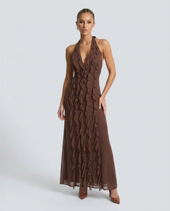 Josefine | Halter Plunge Neck Maxi Dress