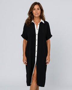 Ines | Flowy Button-Up Shirt Midi Dress