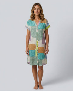 Fenella | Geometric Print Knee-Length Midi Dress