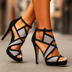 Silvia | Platform Open Toe Strappy Heels for Women
