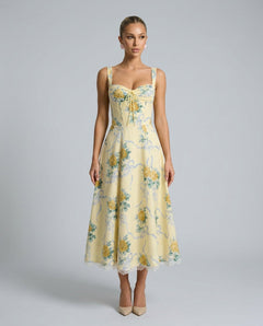 Jimena | Soft Corset Structured Bodice Midi Dress