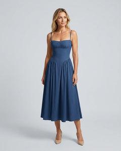 Fleur | Square Neck Pocket Slip Midi Dress