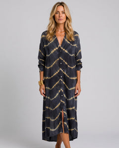 Liv | Long Sleeve Boho Striped Maxi Dress