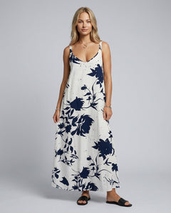 Sienna | Sleeveless Floral Cotton-Blend Midi Dress
