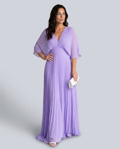 Juliette | V-Neck Short Sleeve Pleated Maxi Dress