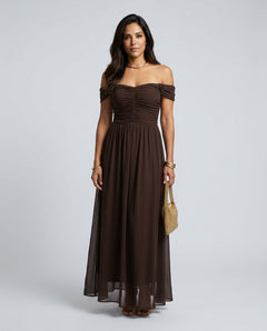 Elin | Off-Shoulder Chiffon Maxi Dress
