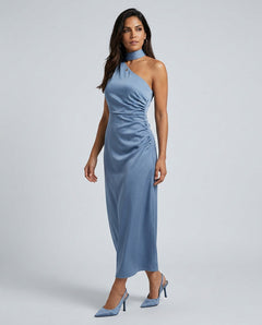 Priya | One-Shoulder A-Line Satin Maxi Dress