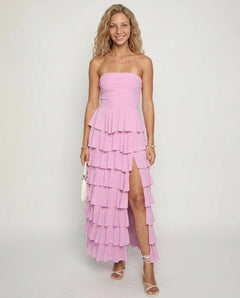 Kim | Strapless Ruffle Maxi Dress