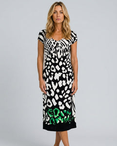 Aurelia | Short Sleeve Printed Midi Dress