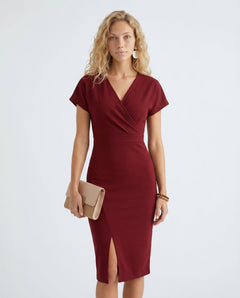 Willa | V-Neck Front Split Midi Dress