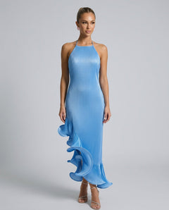 Fleuret | Spaghetti Strap 3D Ruffle Hem Midi Dress