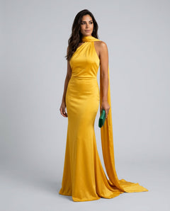 Ada | One-Shoulder Open Back Satin Maxi Dress