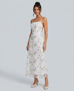 Kira | Floral Print Spaghetti Strap Maxi Dress