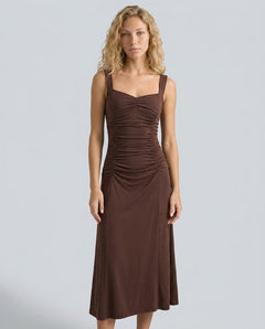 Paige | Ruched Knit Spaghetti Strap Midi Dress