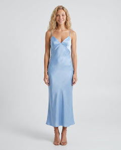 Celeste | V-Neck Satin-Look Midi Dress