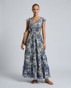 Seraphina | Cap Sleeve V-Neck Bohemian Maxi Dress