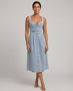Darcy | Button Front Denim Midi Dress